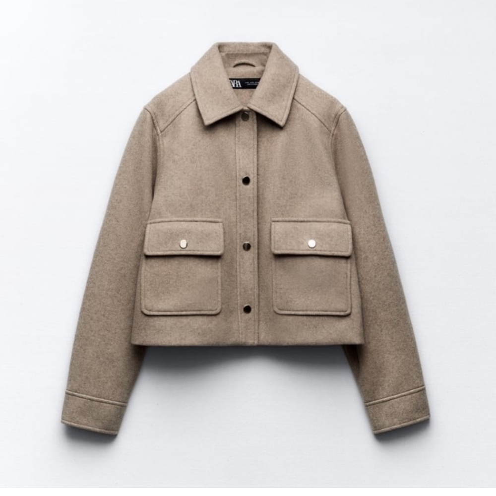 Zara Soft Short Jacket in Camel size M